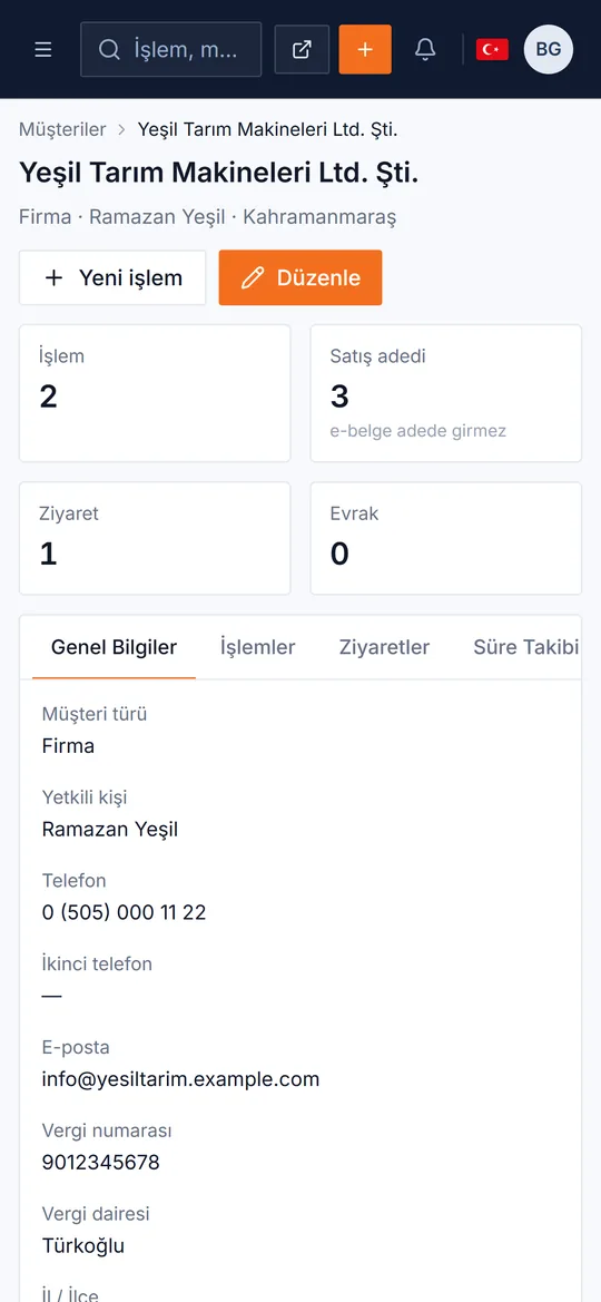 Müşteri kartı