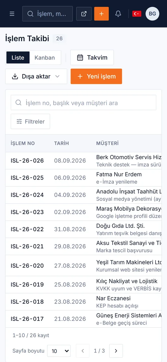 İşlem takibi